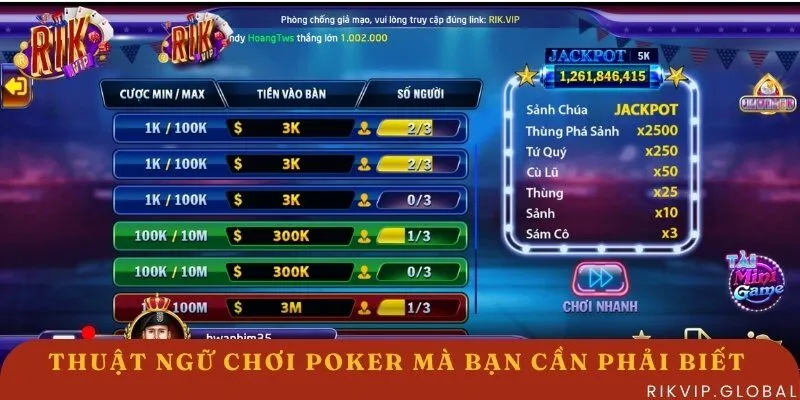 Thuật ngữ đánh Poker chuẩn không cần chỉnh